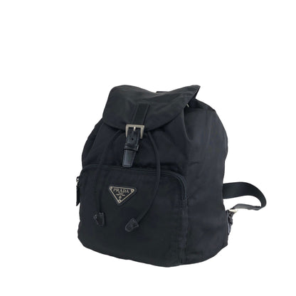 PRADA Triangle Logo Front Pocket Backpack Black Vintage B4650F VELA h3kc76