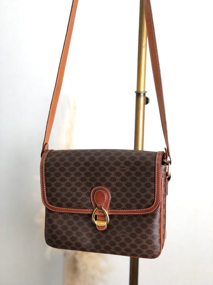 CELINE Macadam Blason Horseshoe Shoulder bag Brown Vintage s8skzn