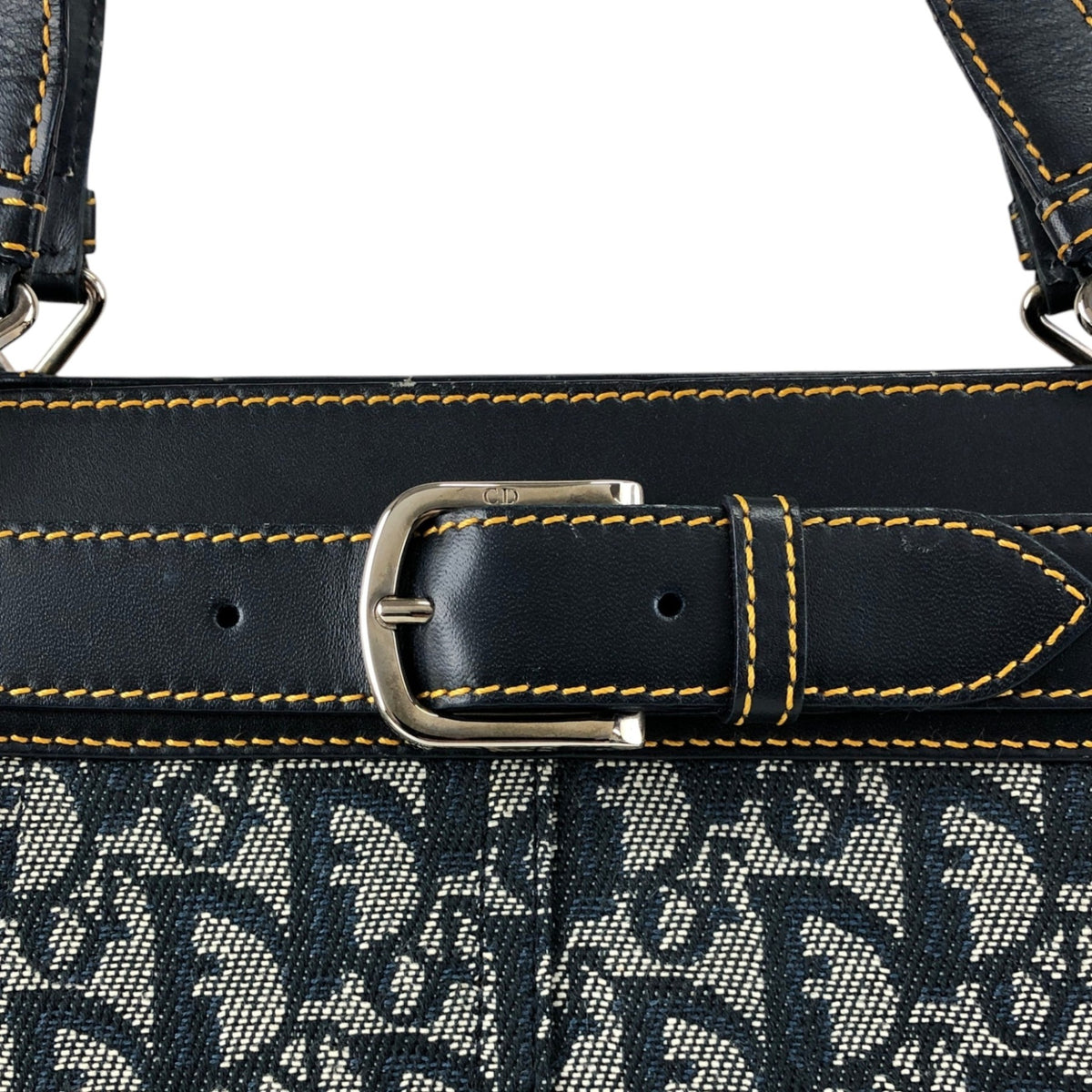 Christian Dior Trotter Front Buckle Handbag Navy Vintage nk2ius