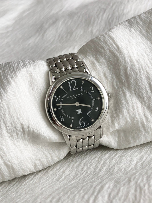 CELINE Blason Watch Silver Vintage kttdxr