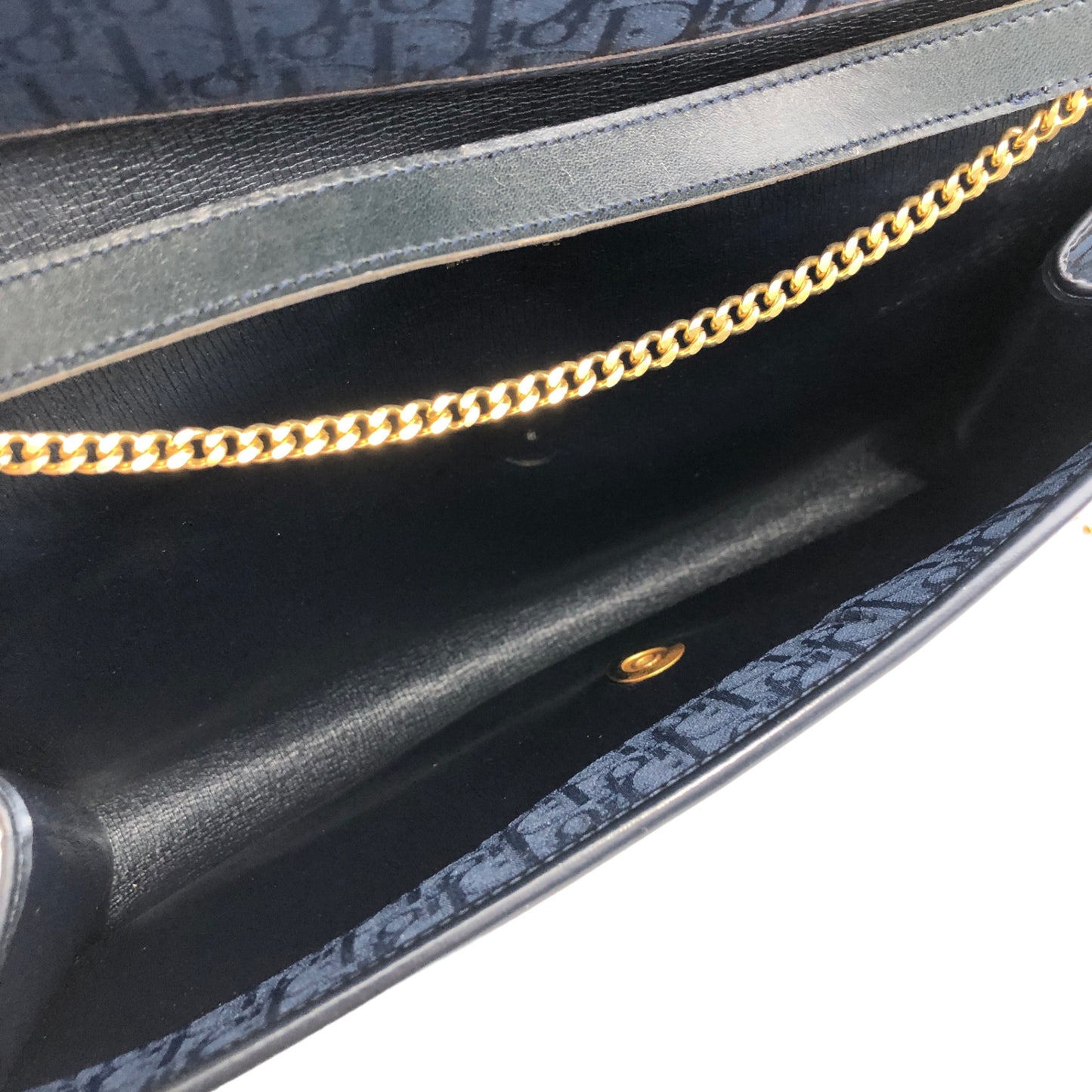 Christian Dior  Trotter Logo  Jacquard Chain Shoulder bag Navy 2cds2t