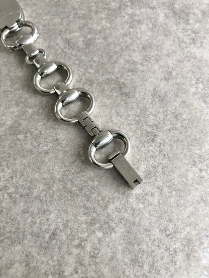 GUCCI Logo Watch Silver 118 Vintage ty8ida