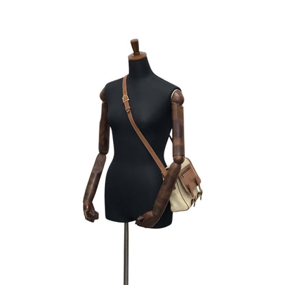 CELINE Blason Shoulder bag White×Brown Vintage ue3evj