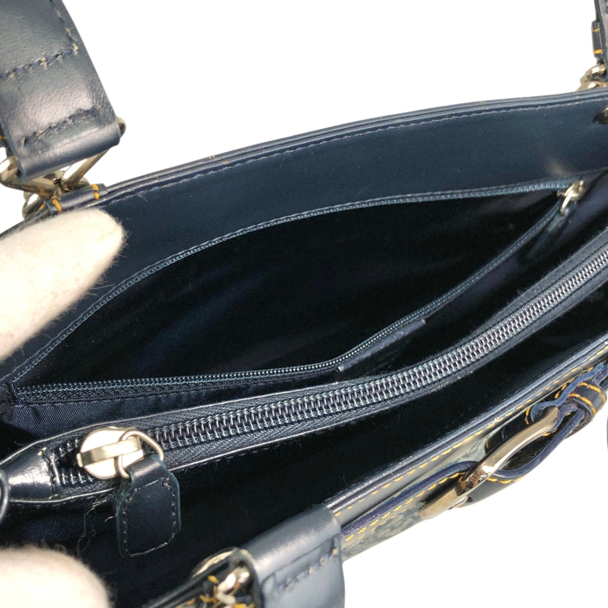 Christian Dior Trotter Front Buckle Handbag Navy Vintage nk2ius