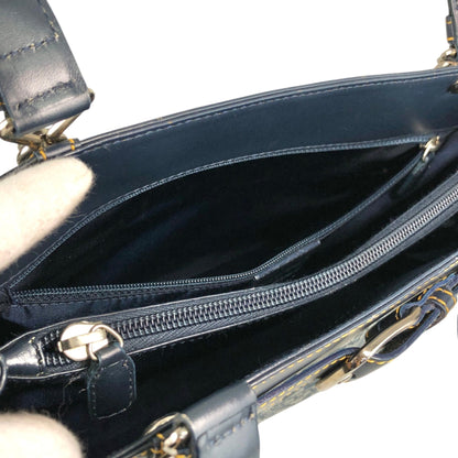 Christian Dior Trotter Front Buckle Handbag Navy Vintage nk2ius