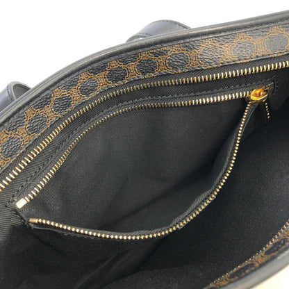 CELINE Macadam Leather Handbag Black Vintage a2psx4