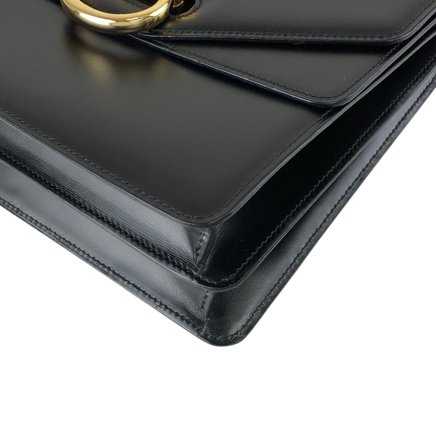 CELINE Gancini Handbag Black Vintage hkm3p8