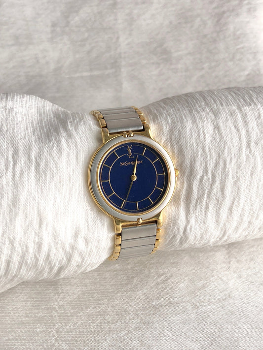 Yves Saint Laurent YSL Logo Watch Silver×Gold 4620-E62267Y Vintage pdz68y