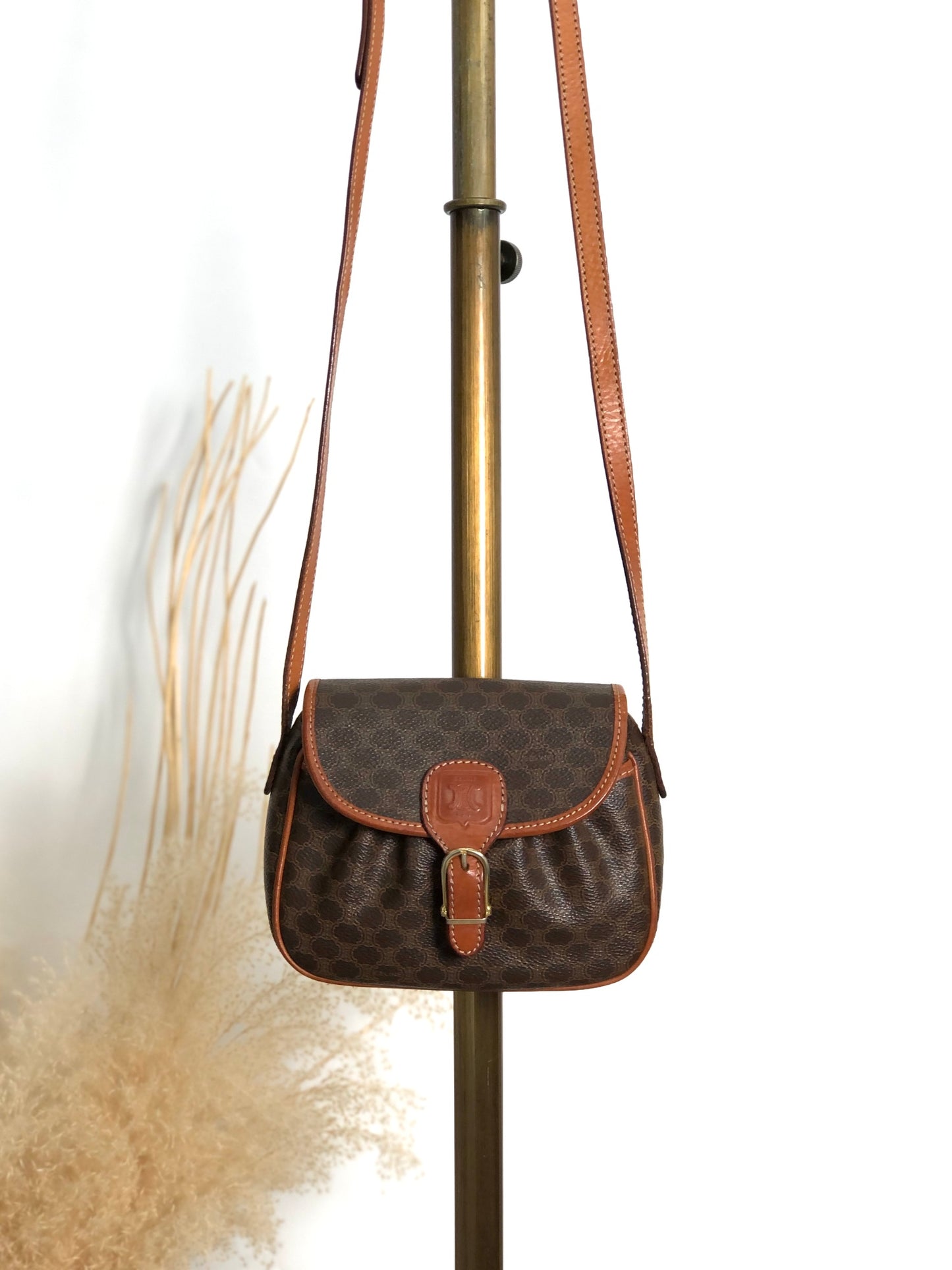 CELINE Macadam Blason Shoulder bag Brown Vintage w4w3x4