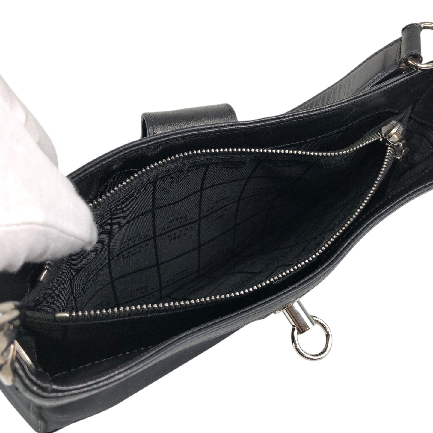 CELINE Gancini Shoulder bag Black Vintage 4cxdup
