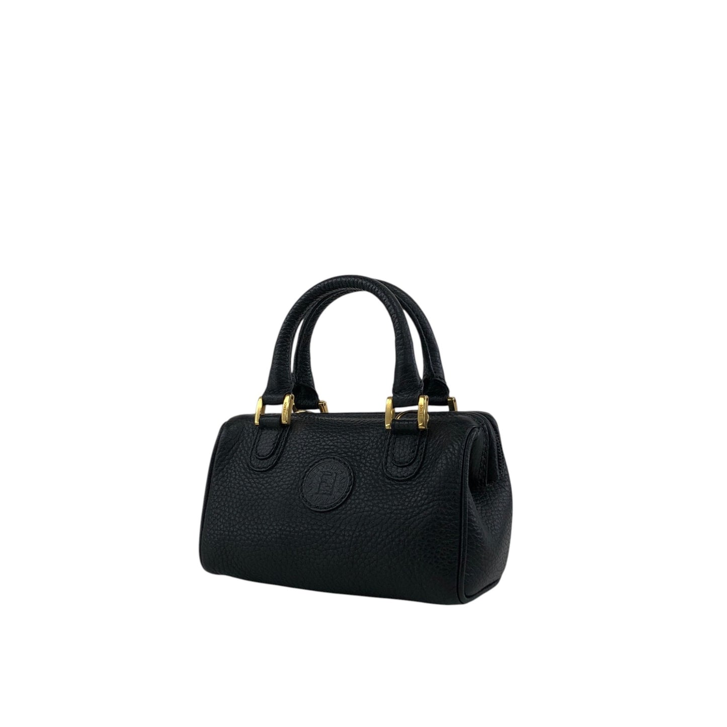 FENDI Logo Two-way Handbag Shoulder bag Black Vintage h8ka2h