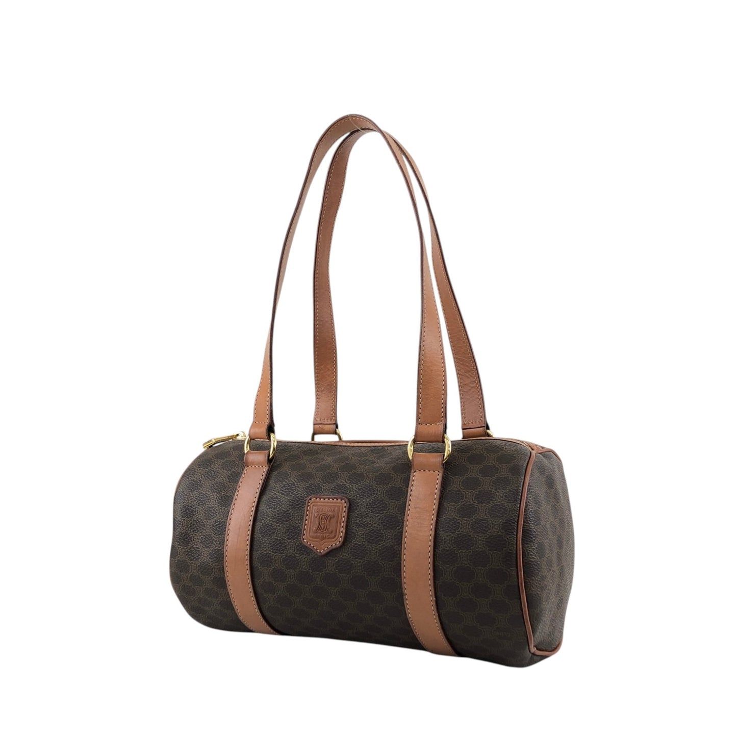 CELINE Macadam Blason Handbag Brown Vintage 3wk4bc