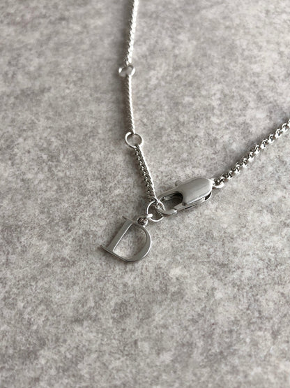 Christian Dior Logo Horseshoe Necklace Silver Vintage 7tfa27