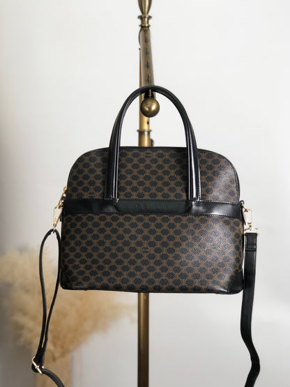 CELINE Macadam Two-way Handbag Shoulder bag Black Vintage ieb3mk