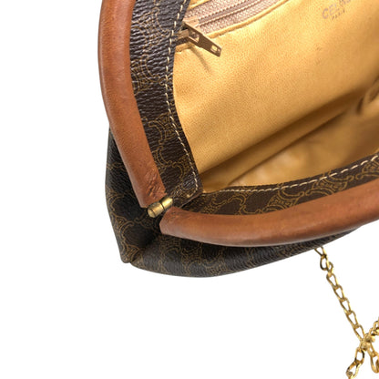 CELINE Macadam Metal Closure Chain Shoulder bag Brown Vintage tfpb4s