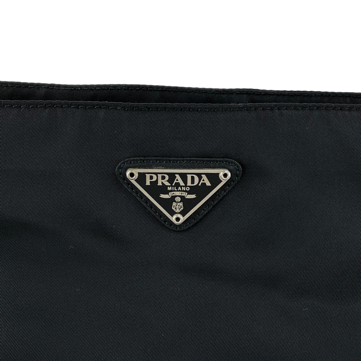 PRADA Tessuto Triangle Logo Handbag Black Vintage niprvk