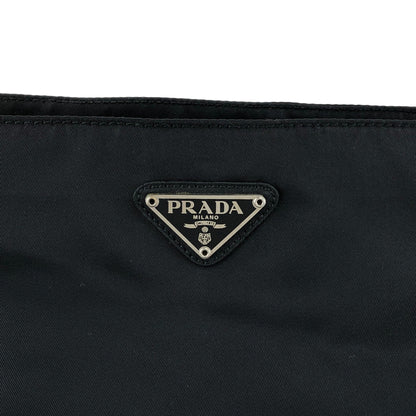 PRADA Tessuto Triangle Logo Handbag Black Vintage niprvk