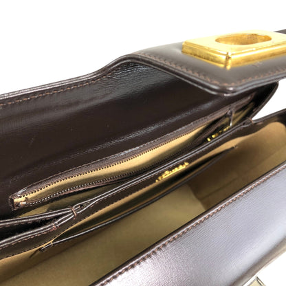GUCCI Turn Lock Handbag Brown Vintage ud4z3y