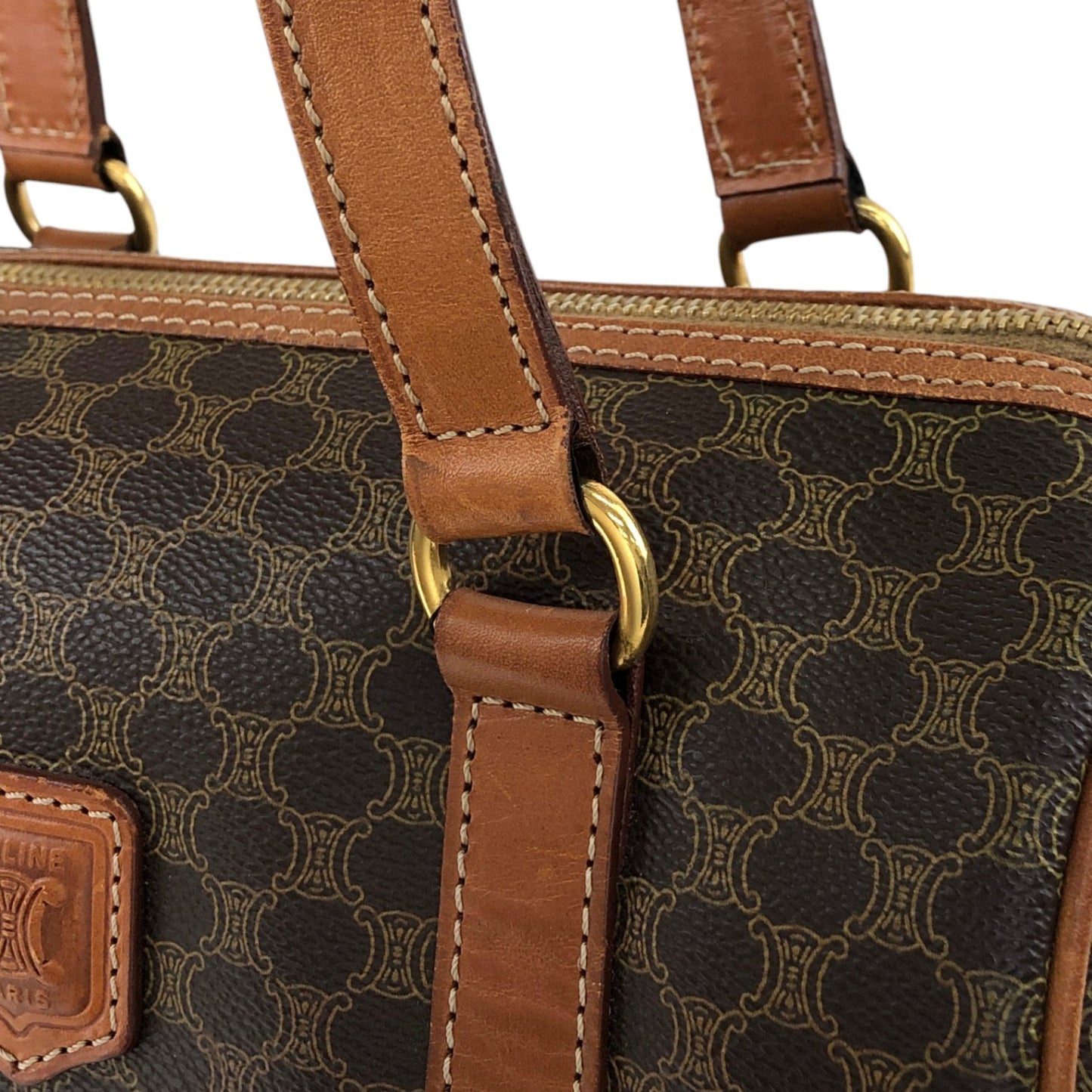 CELINE Macadam Blason Handbag Brown Vintage s5ej7j