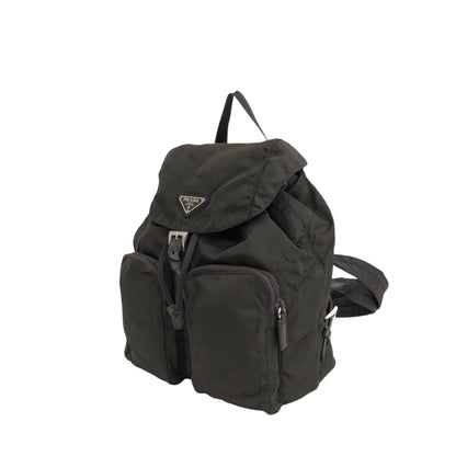 PRADA Triangle Logo Double Pocket Backpack Brown Vintage 65znig