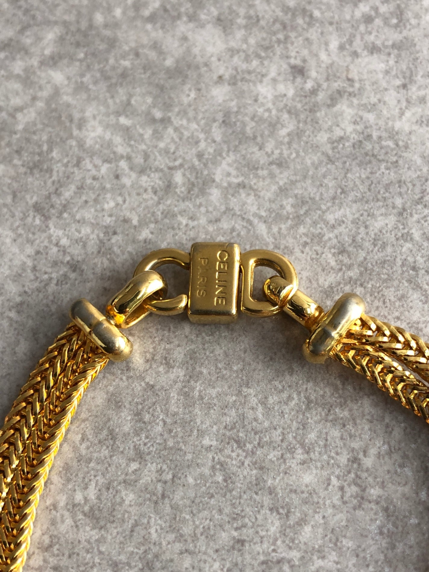 CELINE Blason Bracelet Gold Vintage hx6tjb