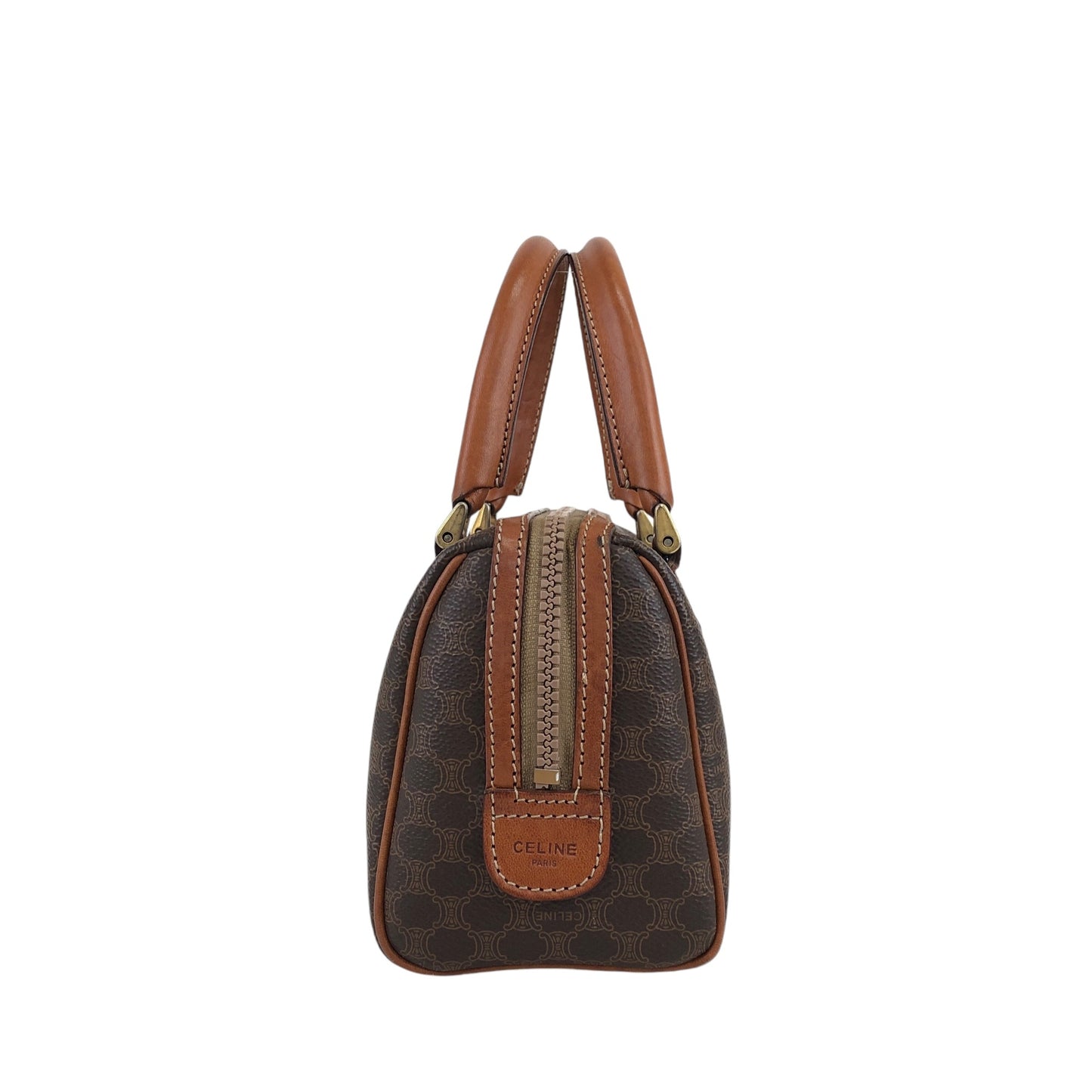 CELINE Macadam Blason Two-way Small Boston bag Shoulder bag Brown Vintage vuyxpn