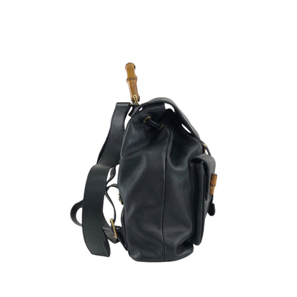 GUCCI Bamboo Front Buckle Backpack Black Vintage gaic2f