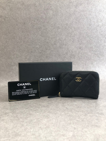 CHANEL Coco Mark Coin Purse Black Vintage fputsn