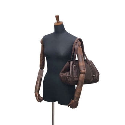 CELINE Blason Handbag Brown Vintage 3gv622