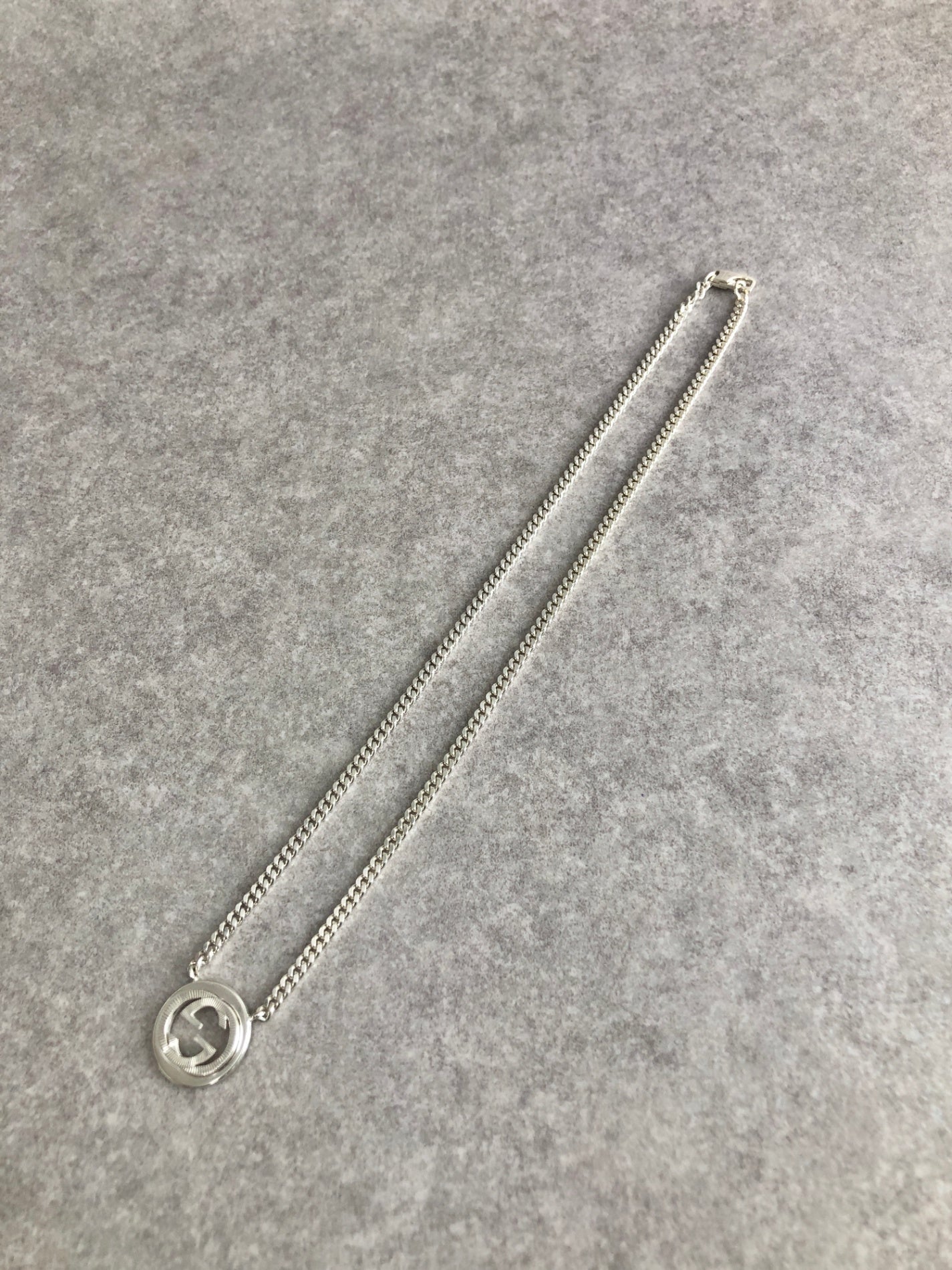 GUCCI Interlocking SILVER925 Necklace Silver Vintage wfkvih