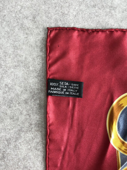 CELINE Triomphe Horse Bit Silk  Scarf Red Vintage 2dp2ru