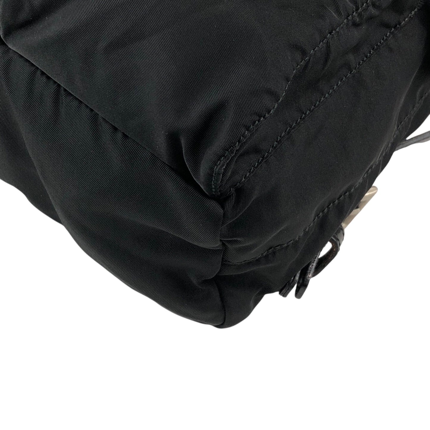 PRADA Tessuto Triangle Logo Double Pocket Backpack Black Vintage msvumv