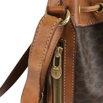 CELINE Macadam Blason Drawstring Shoulder bag Brown Vintage e8wkxg