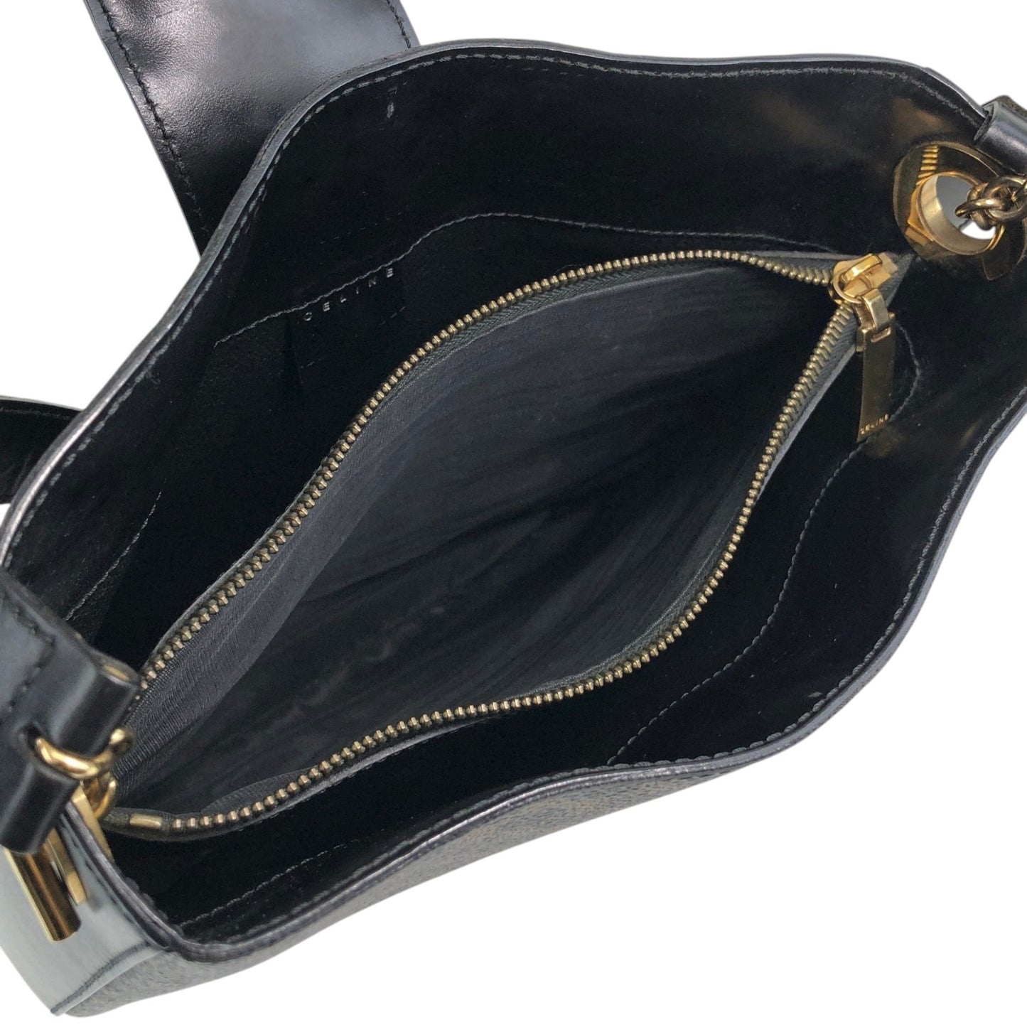 CELINE Macadam Toggle Clasp Shoulder bag Black Vintage fphffk