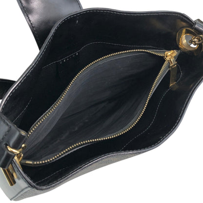 CELINE Macadam Toggle Clasp Shoulder bag Black Vintage fphffk