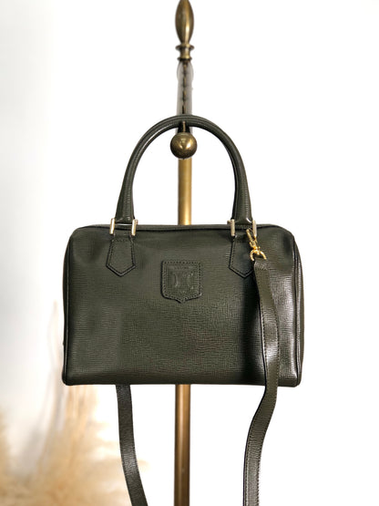 CELINE Blason Two-way Small Boston bag Shoulder bag Green Vintage du4fhp