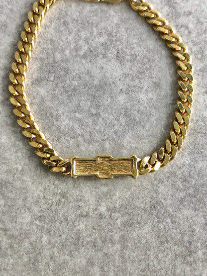 Christian Dior CD Logo Rhinestone Bracelet Gold Vintage gn36vg