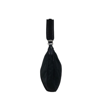 PRADA Tessuto Triangle Logo Shoulder bag Hobobag Black Vintage hub83u