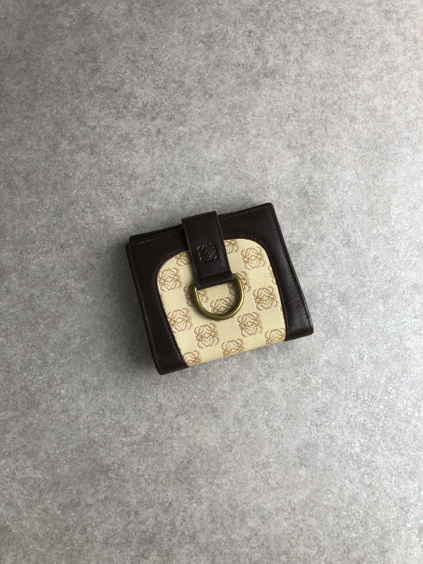 LOEWE Anagram Folded Wallet Beige Vintage etbwwx