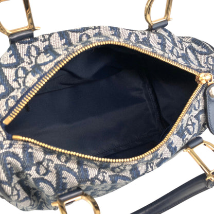 Christian Dior Trotter Small Boston bag Handbag Navy Vintage nt87zs