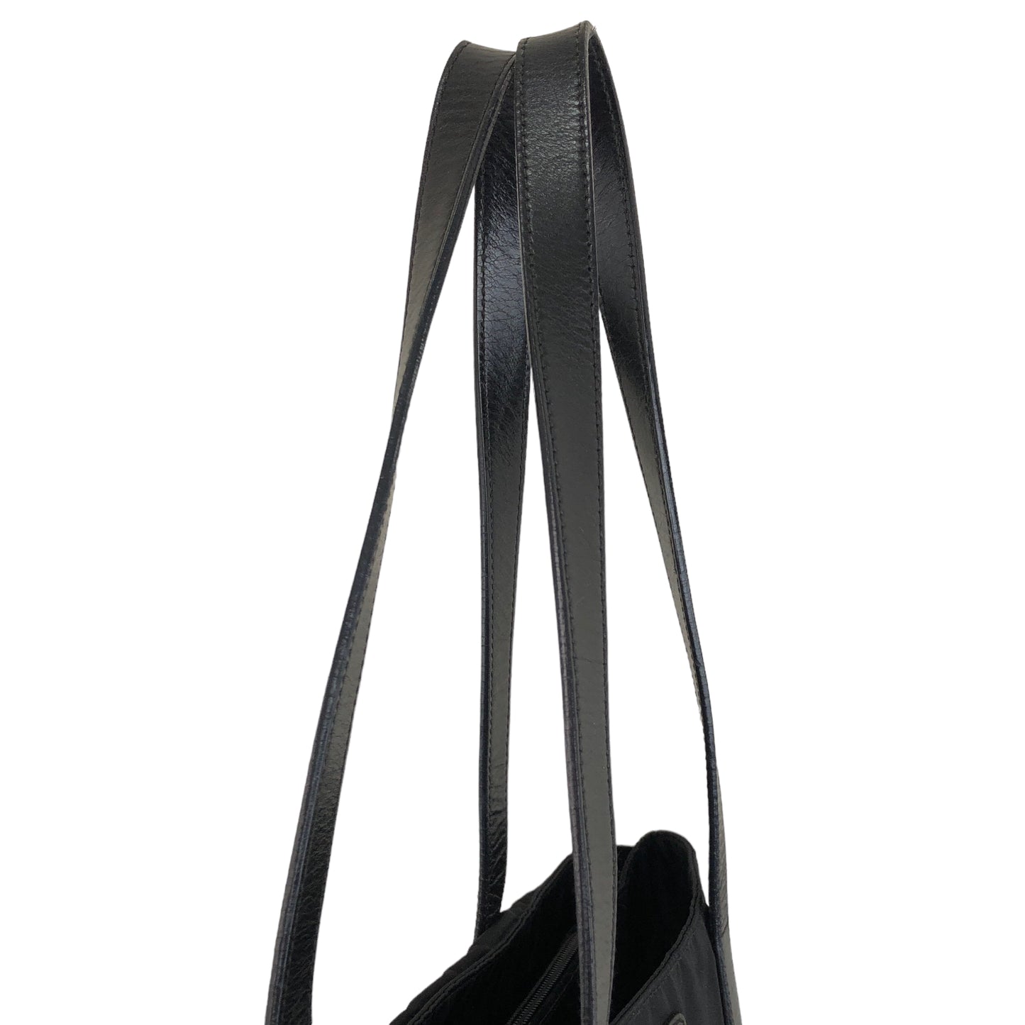 PRADA Triangle Logo Nylon Handbag Totebag Black Vintage kgp4bg