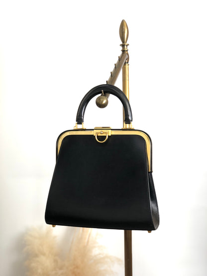 Christian Dior Metal Clasp Handbag Black Vintage istwjt