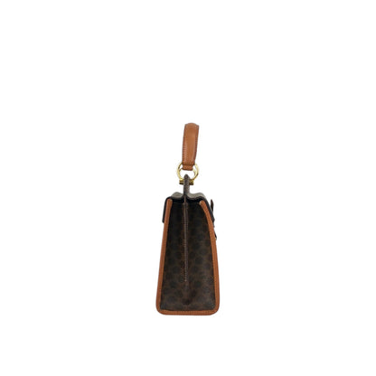 CELINE Macadam Gancini Two-way Handbag Shoulder bag Brown Vintage kgm5ej