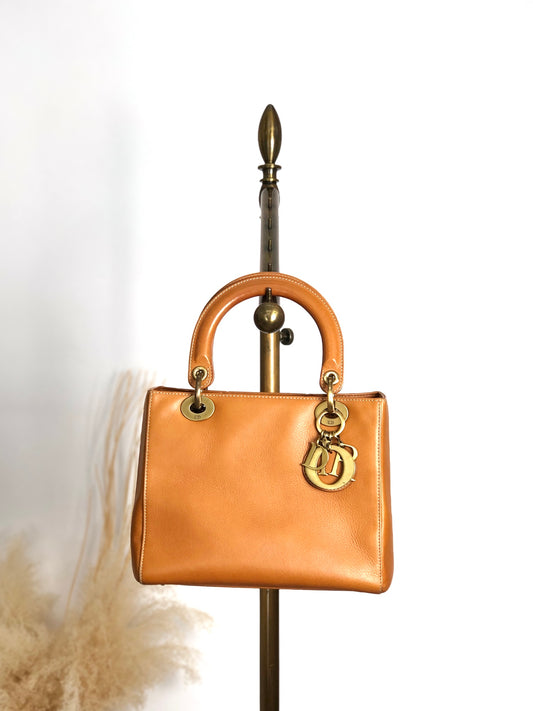 Christian Dior Lady Dior Charm Handbag Brown Vintage 5f6z3d