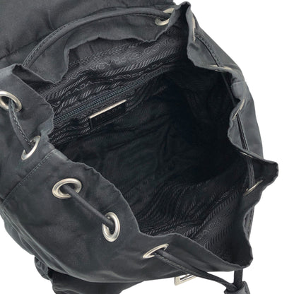 PRADA Tessuto Triangle Logo Double Pocket Backpack Black Vintage najw37