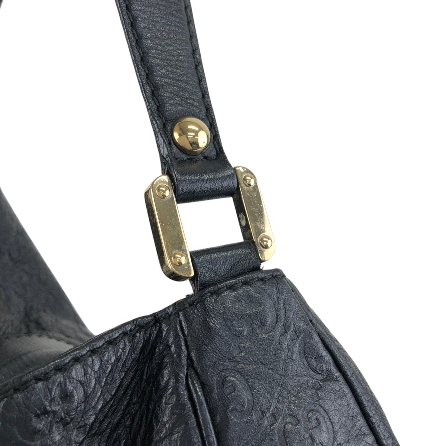 GUCCI Logo Shoulder bag Hobobag Black Vintage f2bysj