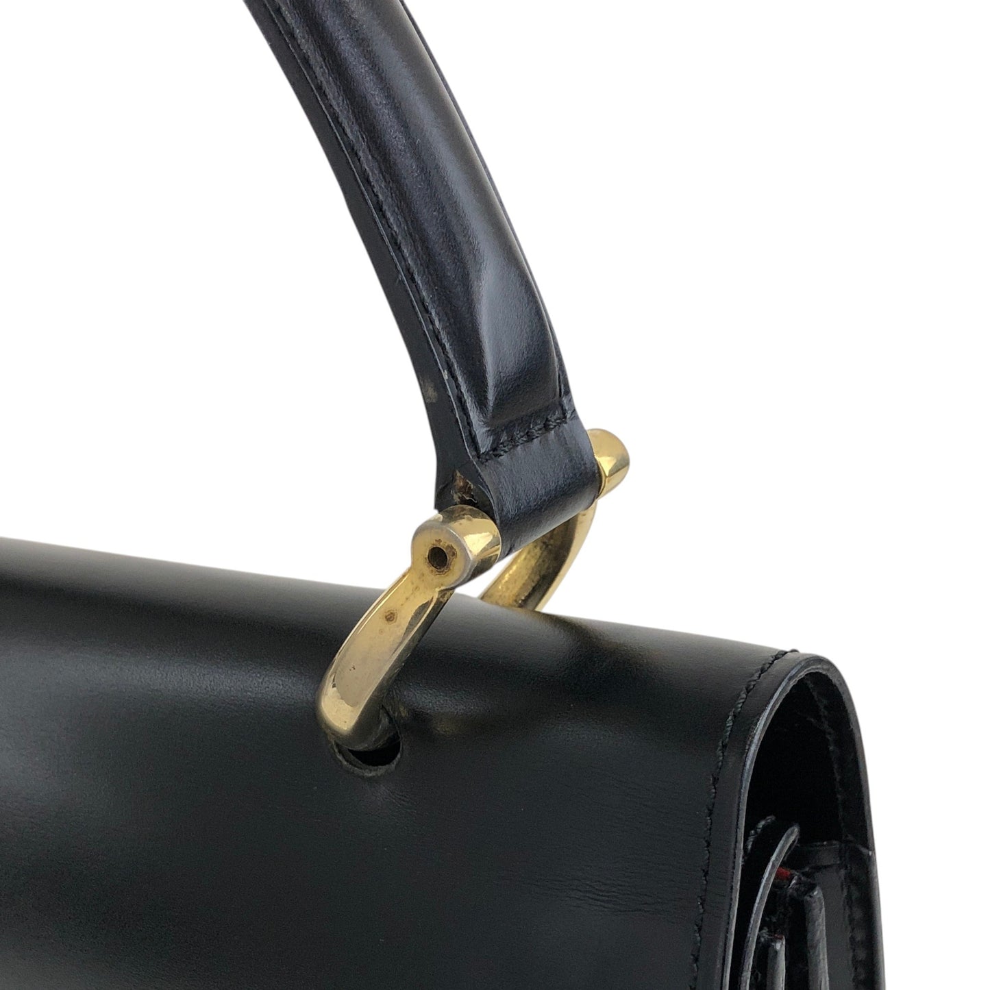 CELINE Double Flap Handbag Black Vintage teziwg
