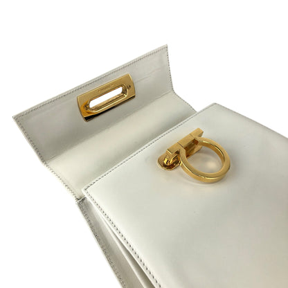 Salvatore Ferragamo Gancini Two-way Handbag Shoulder bag White Vintage d37hra
