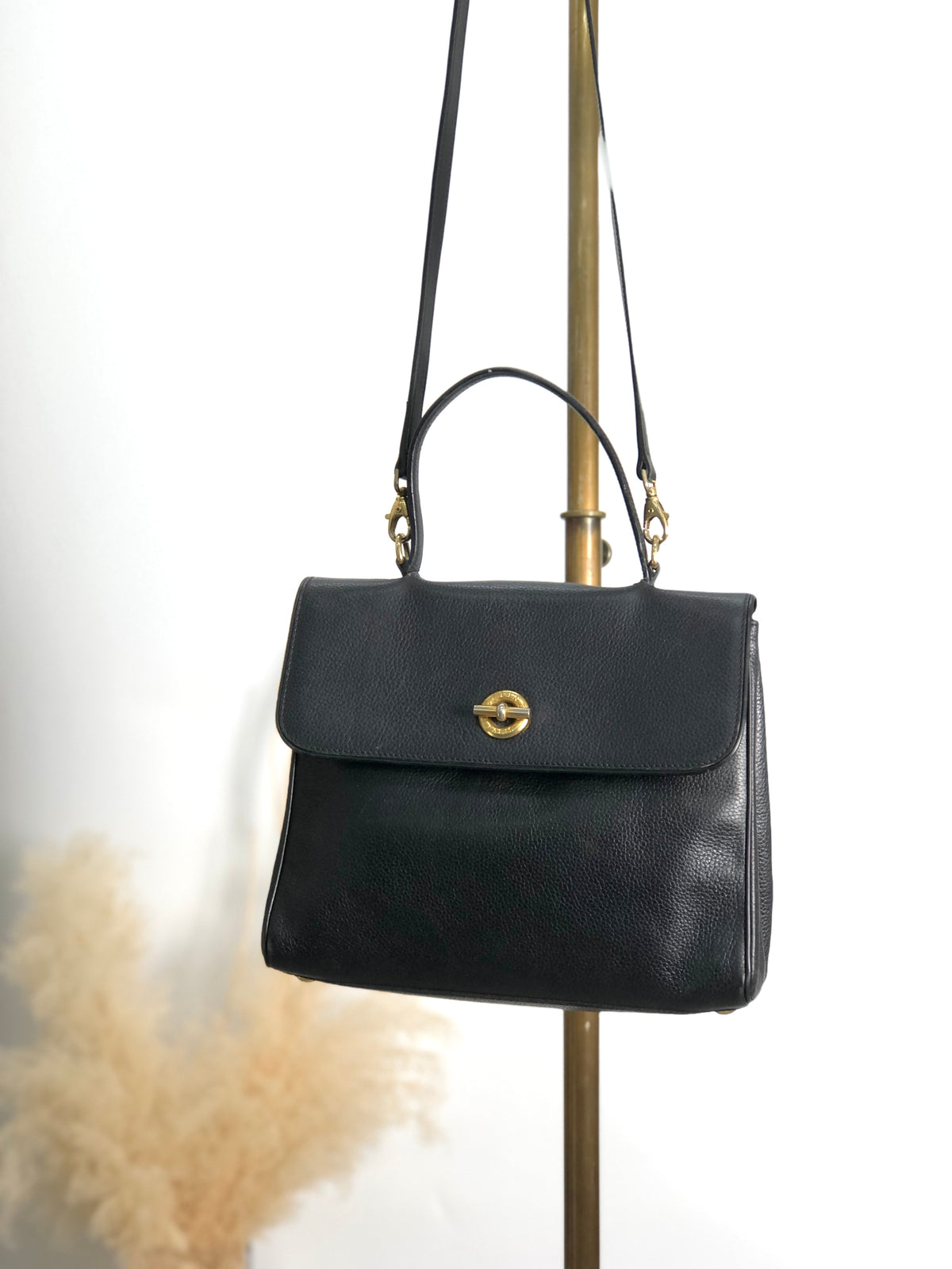 CELINE Toggle Clasp Two-way Handbag Shoulder bag Black Vintage 