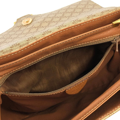 CELINE Macadam Gancini Crossbody Shoulder bag Beige Vintage kx4dhy